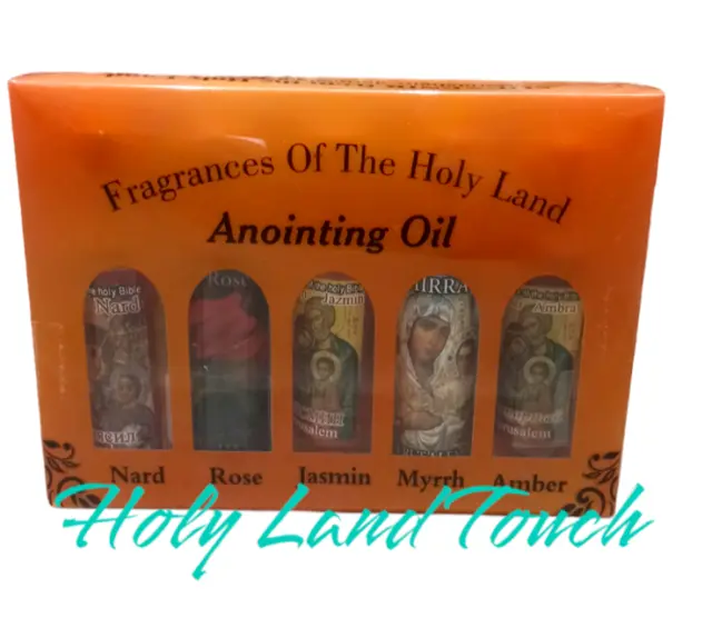 Set Anointing Oil Nard Rose Jasmin Myrrh Amber 10ml Jerusalem Holy land Blessed