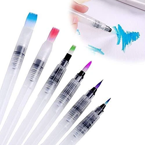 HENGBIRD Lot de 6 pinceaux professionnels pour aquarelle - Avec réservoir - P...