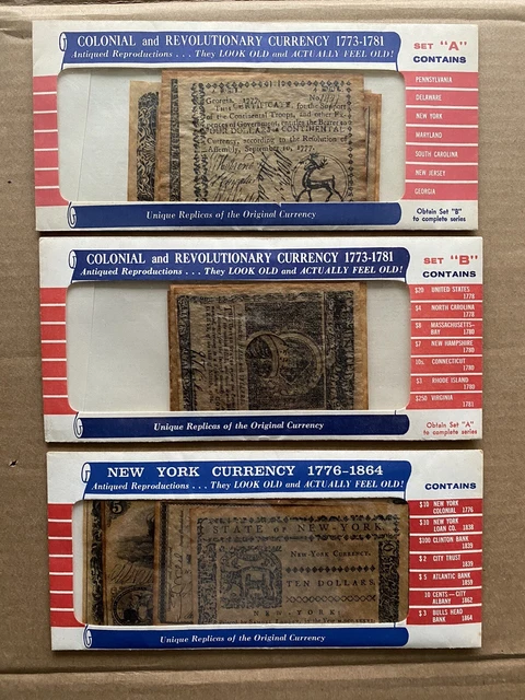 Reproduction 1773/1781 Colonial & Revolutionary Currency- 1776-1864 NY Currency