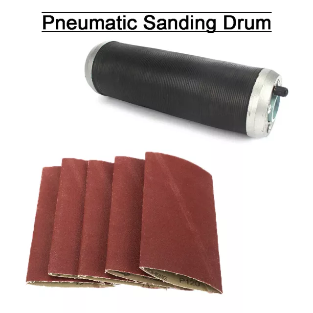 3''x9'' Aluminum Pneumatic Sanding Drum Rubber Sleeve W Polishing Sanding Belt