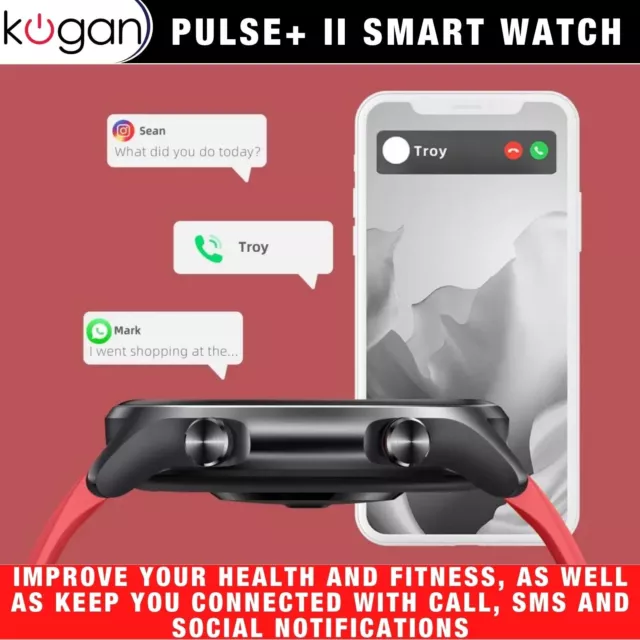 Kogan Pulse+ II Round 1.28" HD Smart Watch Sports Fitness Tracker Coral Red 2