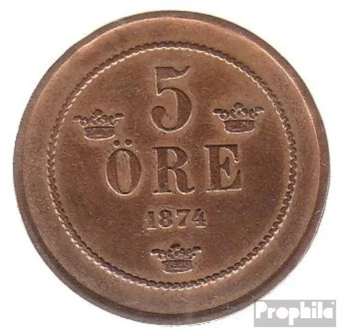 Sweden km-number. : 736 1881 very fine Bronze 1881 5 Öre Gekröntes Monogram