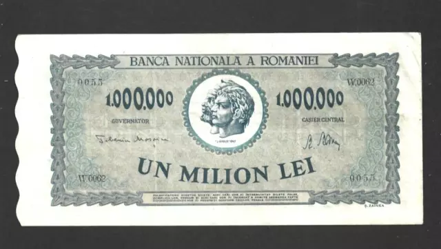 1 000 000 Lei Very  Fine Crisp Banknote From Romania 1947  Pick-60