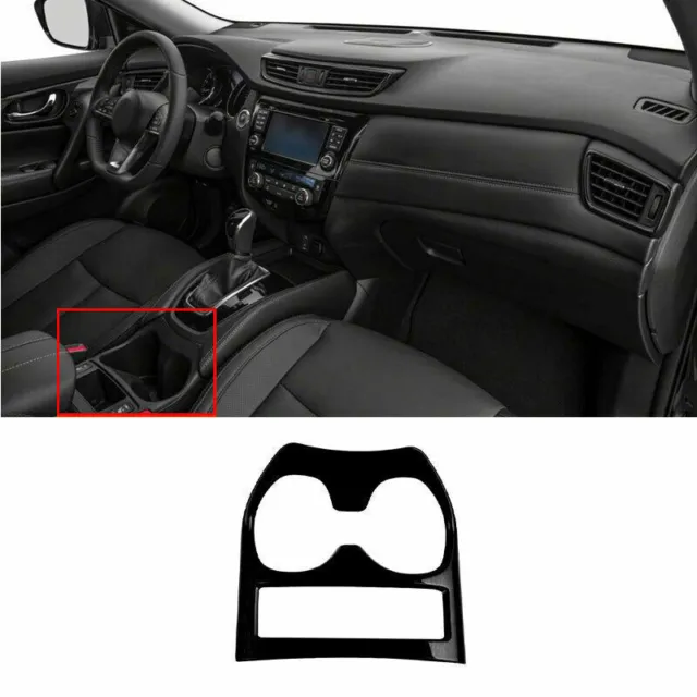 Bright Black ABS Front Water Cup Holder Frame Cover Trim For 14-20 Nissan Rogue
