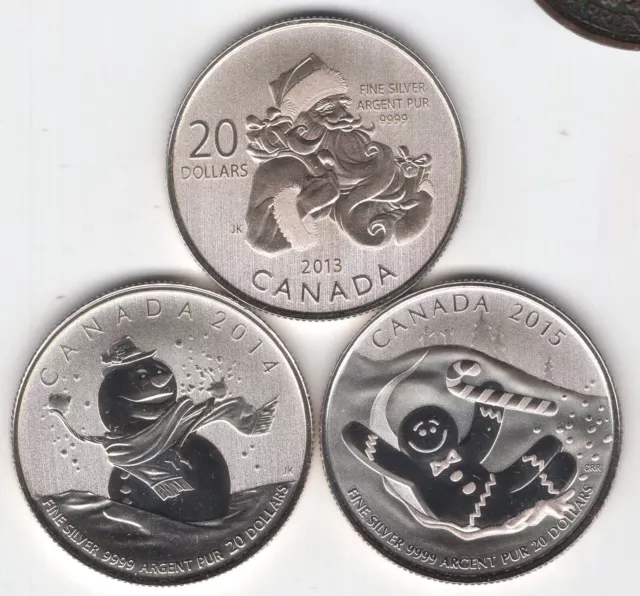 Kanada - 3*20 Dollars 2013, 2014, 2015 PP Silber - Elizabeth II. - je 7,96 g 999