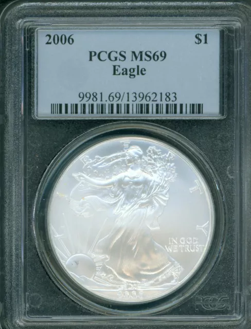 2006 American Silver Eagle S$1 ASE PCGS MS69 MS-69 Premium Quality PQ+ !!!
