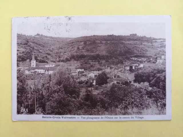 cpa 09 - STE CROIX VOLVESTRE panorama of the VILLAGE stamp Jean de la FONTAINE