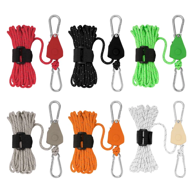 TENT GUIDE LINES Cord Camping Pulley Rope Reflective Reusable Tie Down ...