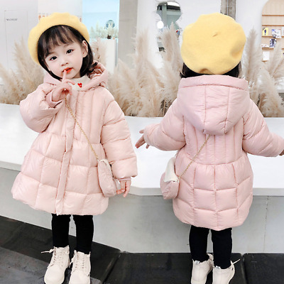 Bambini Baby Inverno Caldo cappuccio cappotto lungo Vestiti per bambini Ragazze Giacca carina 3
