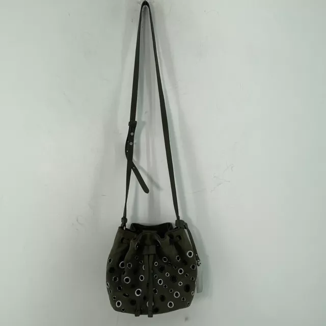 Vince Camuto Black Leather Bucket Grommet Studded Crossbody Purse Bag Handbag