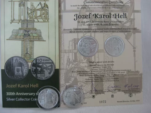 Slowakei 2013 10 Euro Silber Münze Coin St Bu  - Jozef Karol Hell + Gedenkblatt!