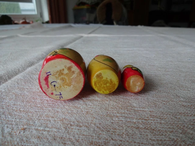Russische  Matrjoschka Matroschka Babuschka - Handarbeit - 3 Holzpuppen 4