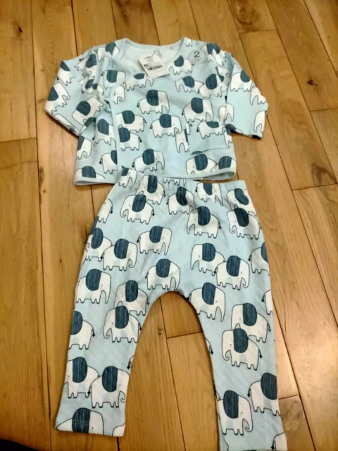 NEXT Baby Boys Blue Elephant Print Quilted Outfit 2 Piece Set 9-12 Months BNWT💙