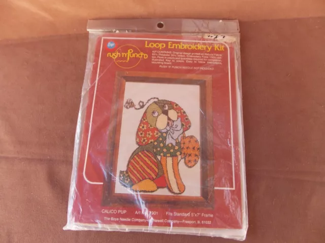 Calico Pup Loop Embroidery Kit 7901 rush 'n' punch Boyle NIP