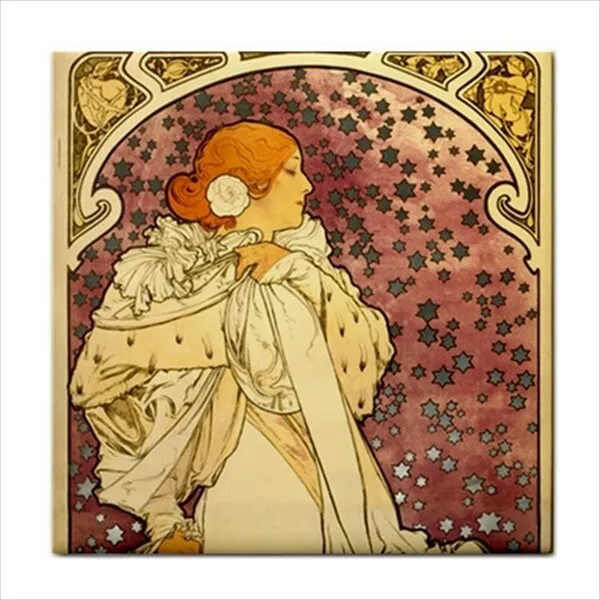 Lady Of The Camellias Ceramic Tile Art Nouveau Alphonse Mucha Back Splash