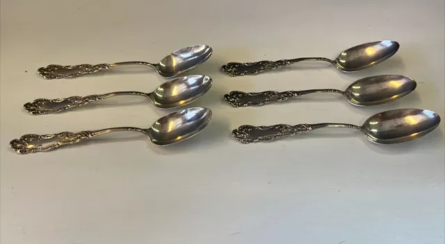 Vintage Antique 6 Frank W Smith Baronial Sterling Silver  1890 teaspoons  Spoon