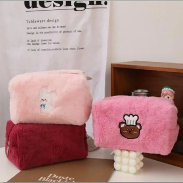 Large Capacity Pencil Case Plush Large Capacity Plush Makeup Bag