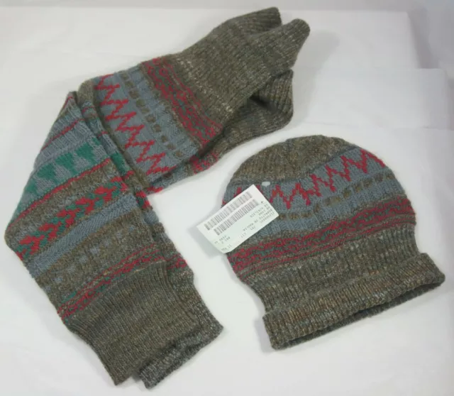 Set scaldagambe e cappelli vintage Benetton NOS - Modello Nordico Verde/Grigio/Rosso