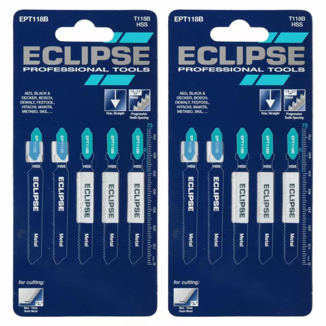 10 Eclipse EPT118B HSS Jigsaw Blade 2.5-6mm Cutting Progressive Teeth Mda-Thick