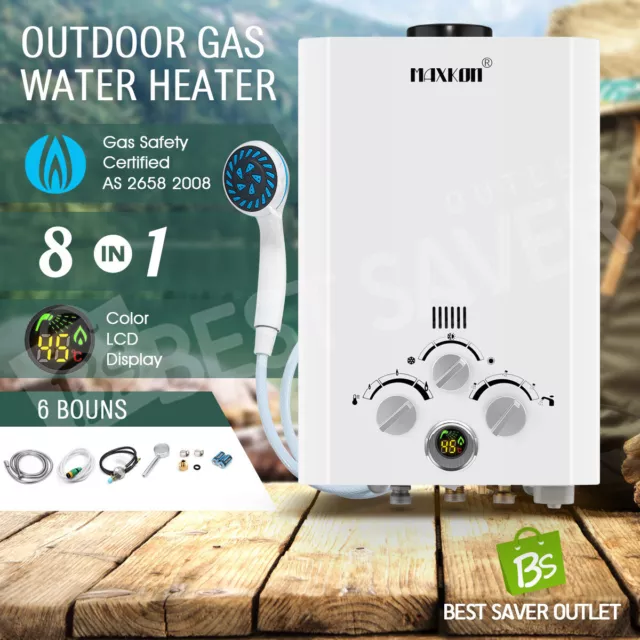 MAXKON Gas Hot Water Heater Portable 4WD Outdoor Instant Shower Camping LPG