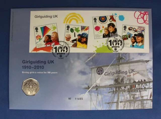 2010 Royal Mint 50p Coin Cover PNC "Girlguiding UK"