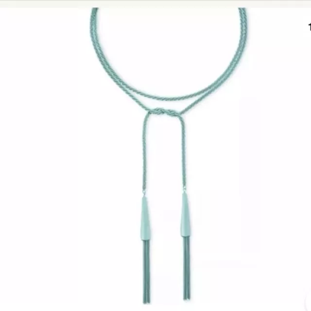 NEW Kendra Scott Phara Necklace in Aqua Blue Bohemian Adjustable Tie Style NWT