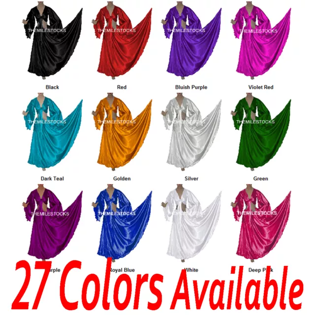 TMS Satin Skirt + Top Set Belly Dance Costume Tribal Gypsy Club Dress | 27 Color