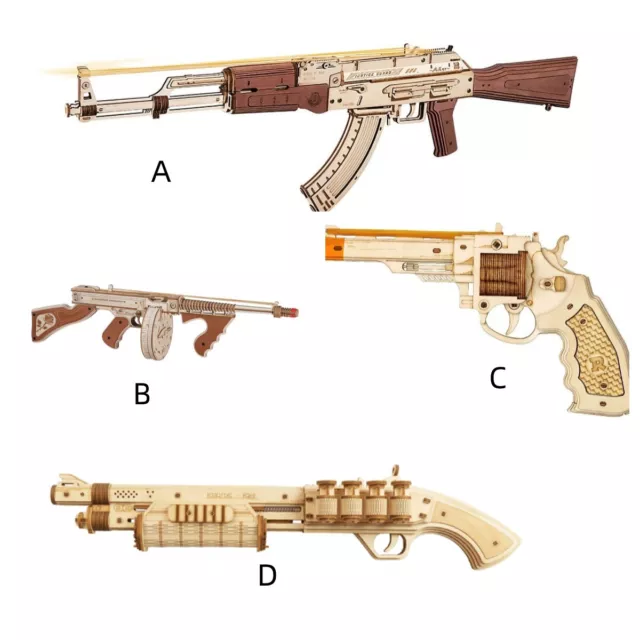 ROKR 4 Styles 3D Wooden Puzzle  AK-47/Corsac M60/Terminator M87/Thompson Gun
