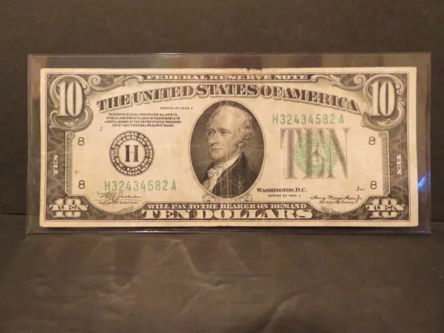 1934 A  $10 Ten Dollars  Frn Federal Reserve Note   Vf   203-3