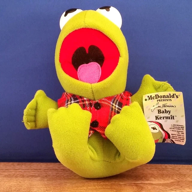 McDonalds Christmas Baby Kermit The Frog Plush Jim Henson Muppet Babies 1987 NEW