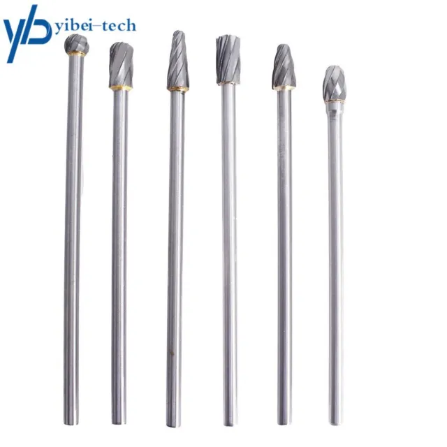 6×10mm Rotary Aluminum Cut Burr 6mm 1/4" Shank 150mm Long Reach Carbide Burs US