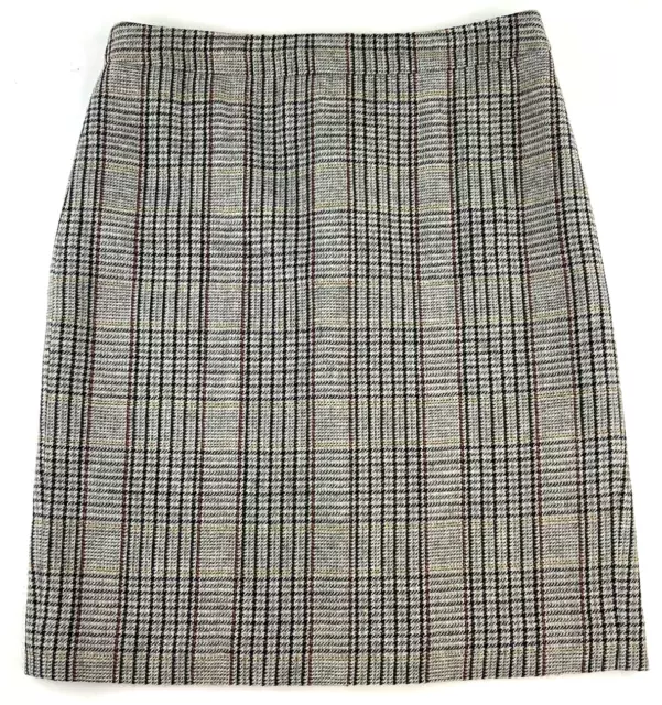 J Crew Womens Size 4 Plaid The Pencil Skirt Wool Blend Tweed Beige Lined