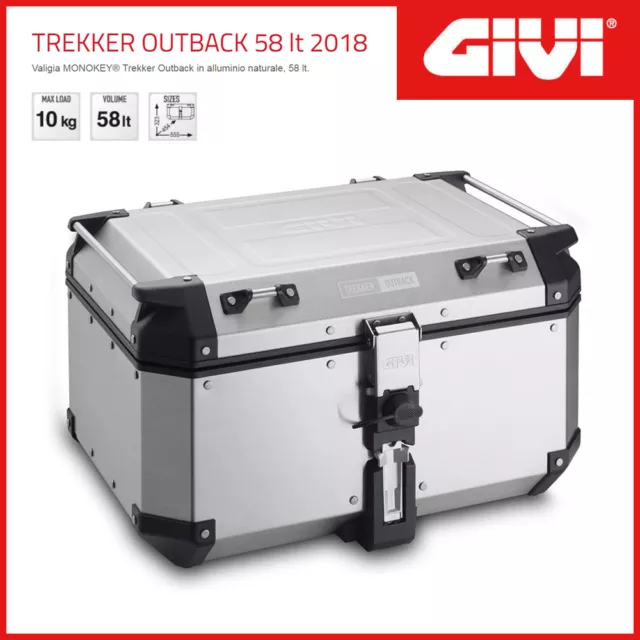 Valigia [Givi] Monokey Trekker Outback 58 Lt 2018 Universale - Argento - Obkn58A