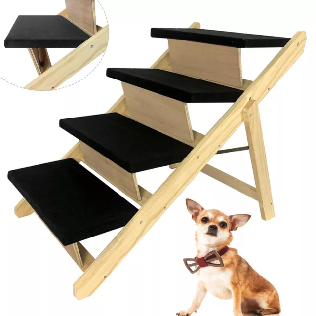 Haustiertreppe Hundetreppe aus Holz Hunderampe Katzentreppe 4 Stufen Hundeleiter