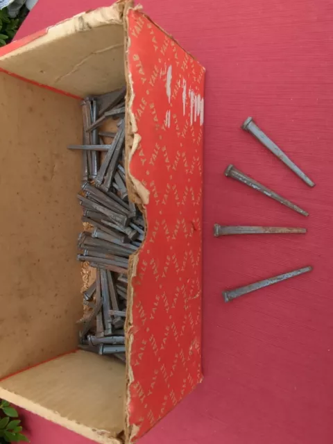 2.5" Old iron square nails 1800s 100 count Antique