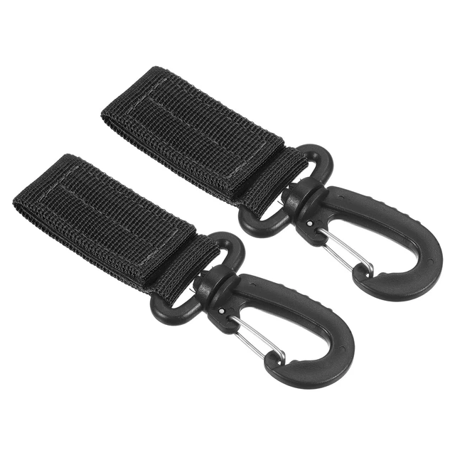 Cintura Agganci Cinturino 2pz Nylon Fettuccia Appendere Fibbia Portachiavi Nero