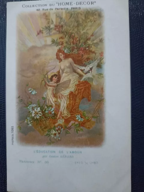 Cpa Fantaisie Ange Avec Femme Art Nouveau  Pas Voyagee