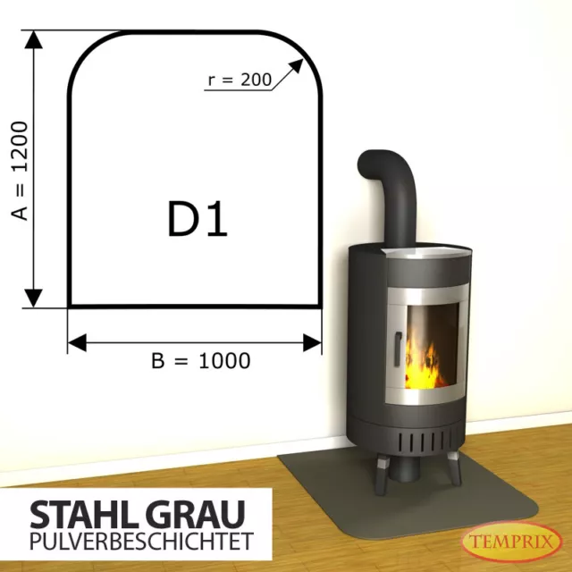 Estufa Placa del suelo Protección de chispas Acero Con Respaldo Fuego gris Horno