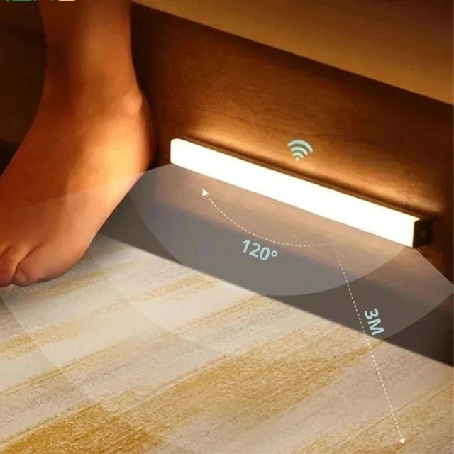 LED MOTION SENSOR USB Rechargeable Wireless PIR Strip Light Cabinet ...