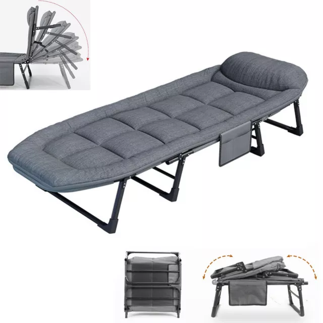 Adults Folding Sleeping Cot Guest Bed Portable Recliner Camping Cots Sun Lounger