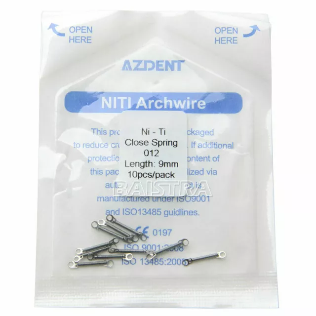AZDENT Dental Orthodontic NITI Closed Coil Spring 0.012*9mm 10pcs/pack