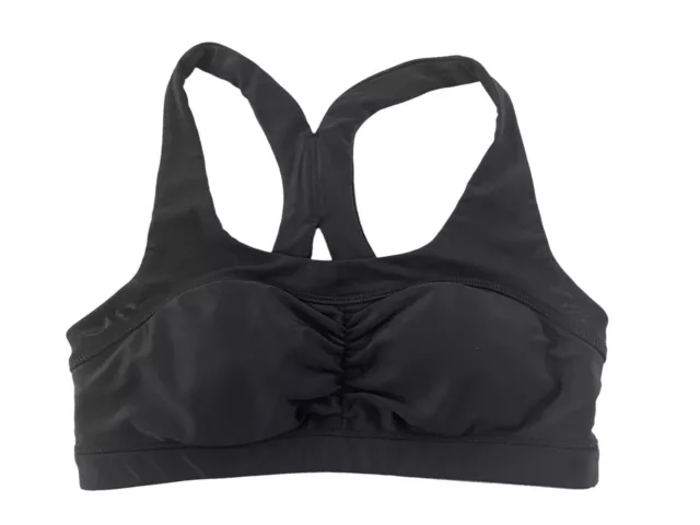 Roxy Womens Small Spirit Sports Bra Black Surf Active Athletic Partial Mesh#2081