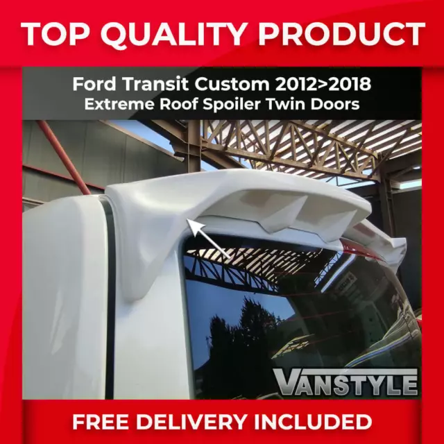 Fits Ford Transit Custom 12>18 Twin Door Extreme Rear Spoiler Pu Not Fibreglass