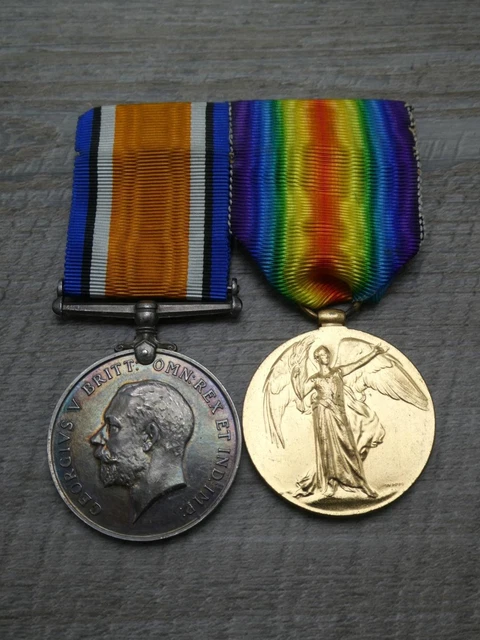Original WW1 Silver British War Medal & Victory Medal Pair to ASC