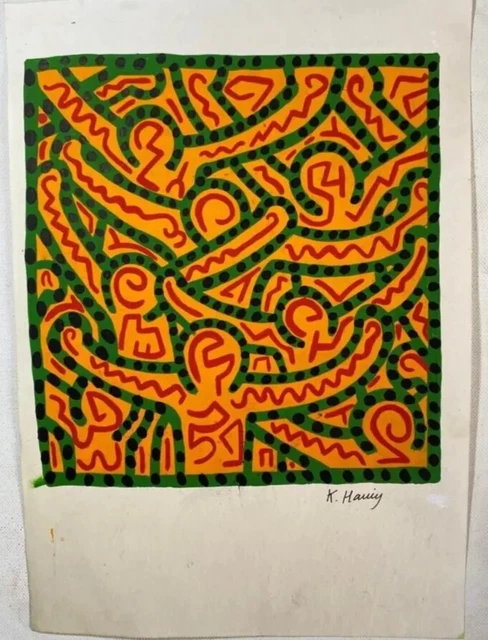 KEITH HARING disegno su carta con COA no Mario Schifano, Fontana KEITH HARING disegno su carta con COA no Mario Schifano, Fontana