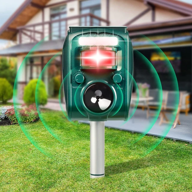 Solar Animal Repeller, Deer Squirrel Cat Repeller with Motion Sensor, Drive Away