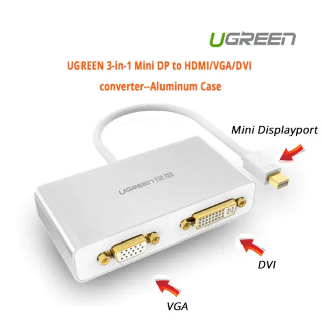 UGREEN 3-in-1 Mini DisplayPort to HDMI&VGA&DVI converter - white (10438)