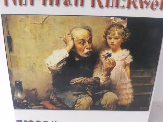 Norman Rockwell 1000 Piece Puzzle - Cobbler Studying Doll’s Shoe -