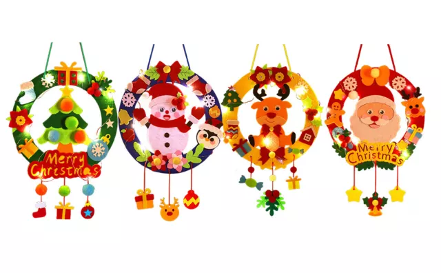 Merry Christmas Tree Pendant Decorations Xmas Non-Woven Wreath Shaped Ornaments