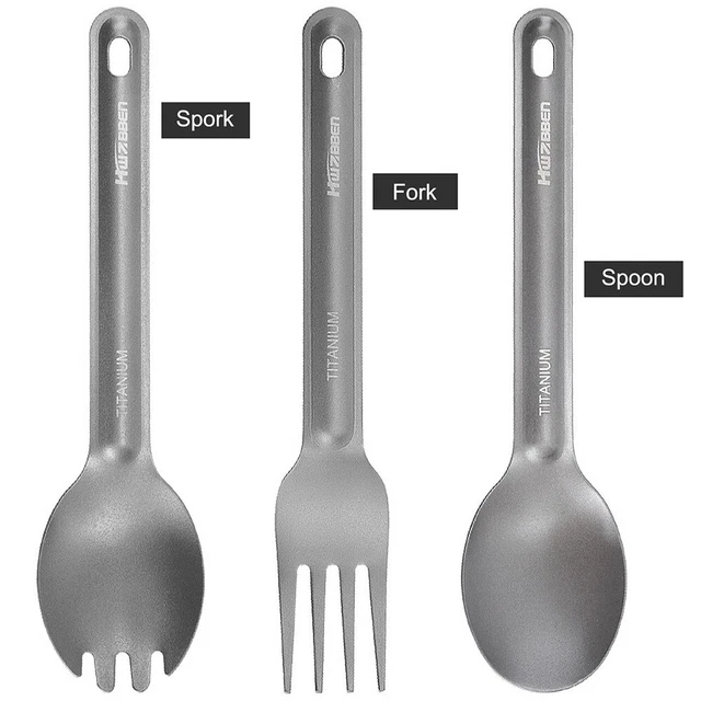 Spork Long Titanium – Fourchette/Cuillère Ultra Légère – Camping Militaire – Neuf